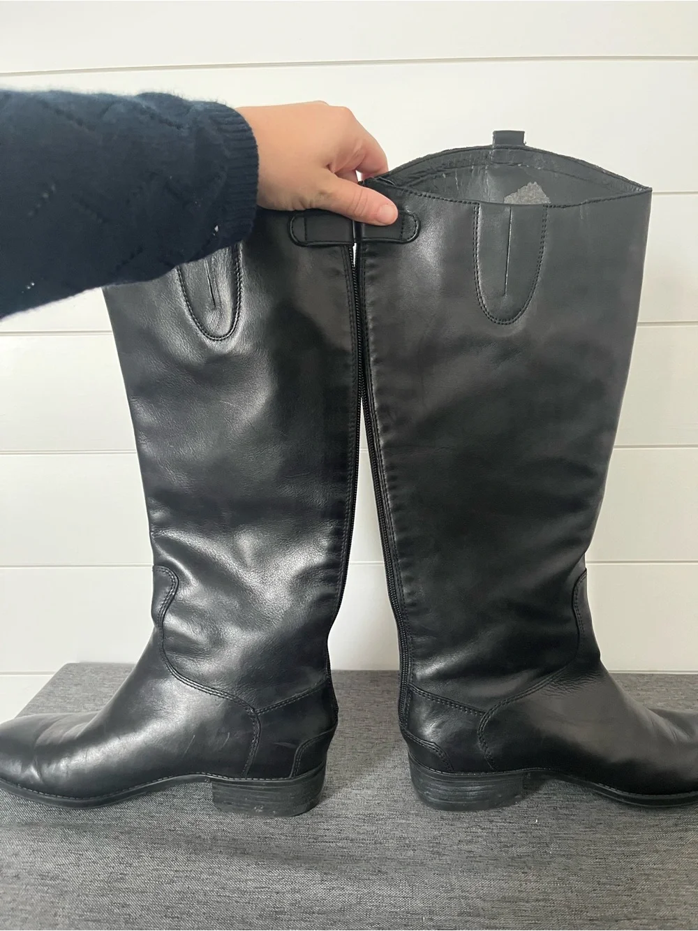 Sam Edelman Penny Riding Boot - Black Leather - Size 8W Wide